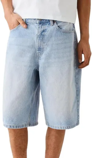 Kinghua Mens Baggy Jean Shorts Casual Loose Fit Hip Hop Skater Knee Length Denim Shorts