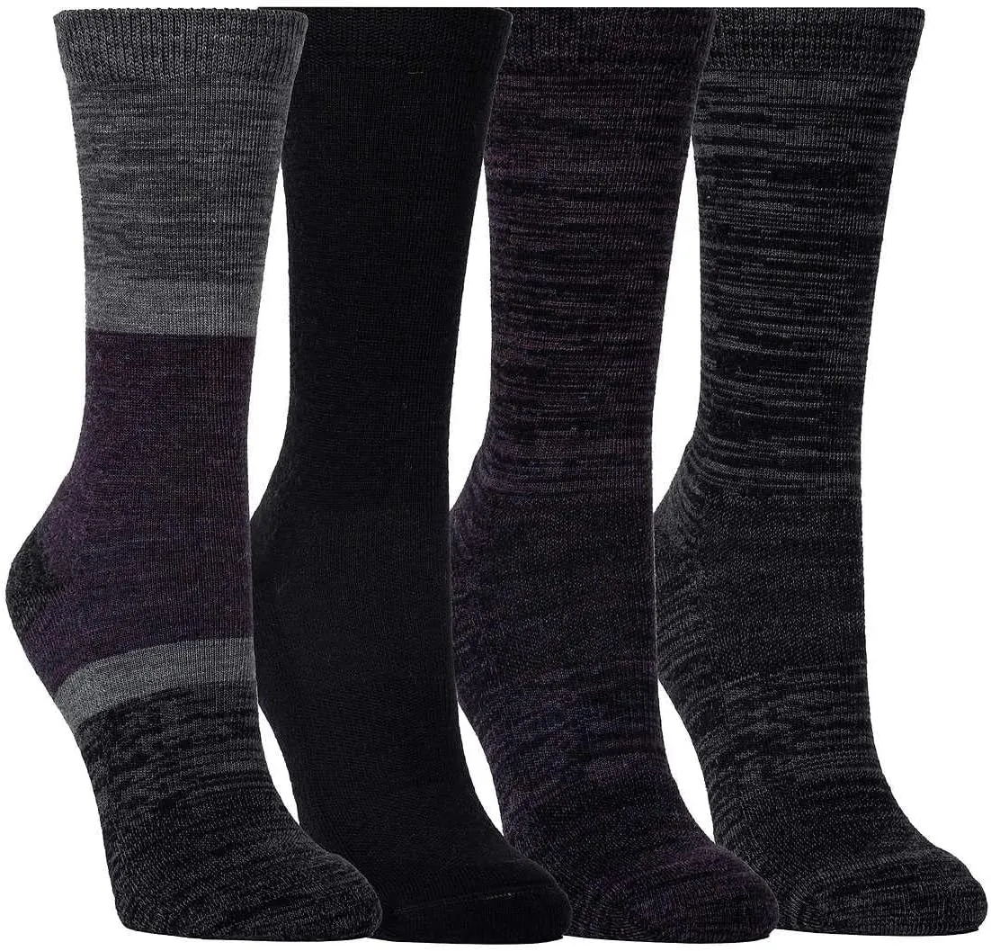 KIRKLAND Signature Women Extra-Fine Merino Wool Blend Crew Sock, 4-pair