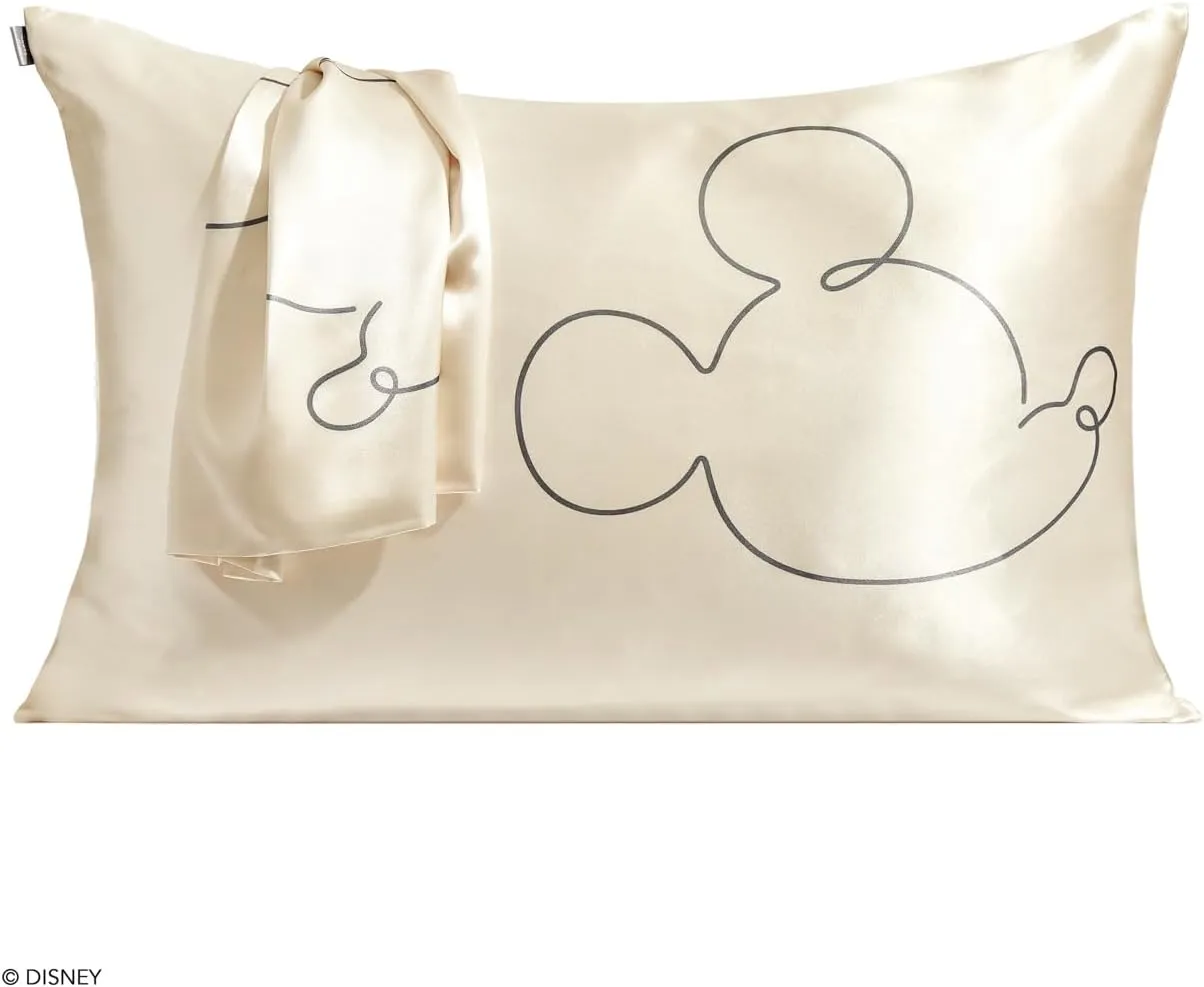 Kitsch Disney Mickey Mouse Satin Pillowcase with Zipper Softer Than Silk, Cooling Pillow Case for Hair & Skin, Wrinkle-Free, Washable, Queen/Standard (19x26)