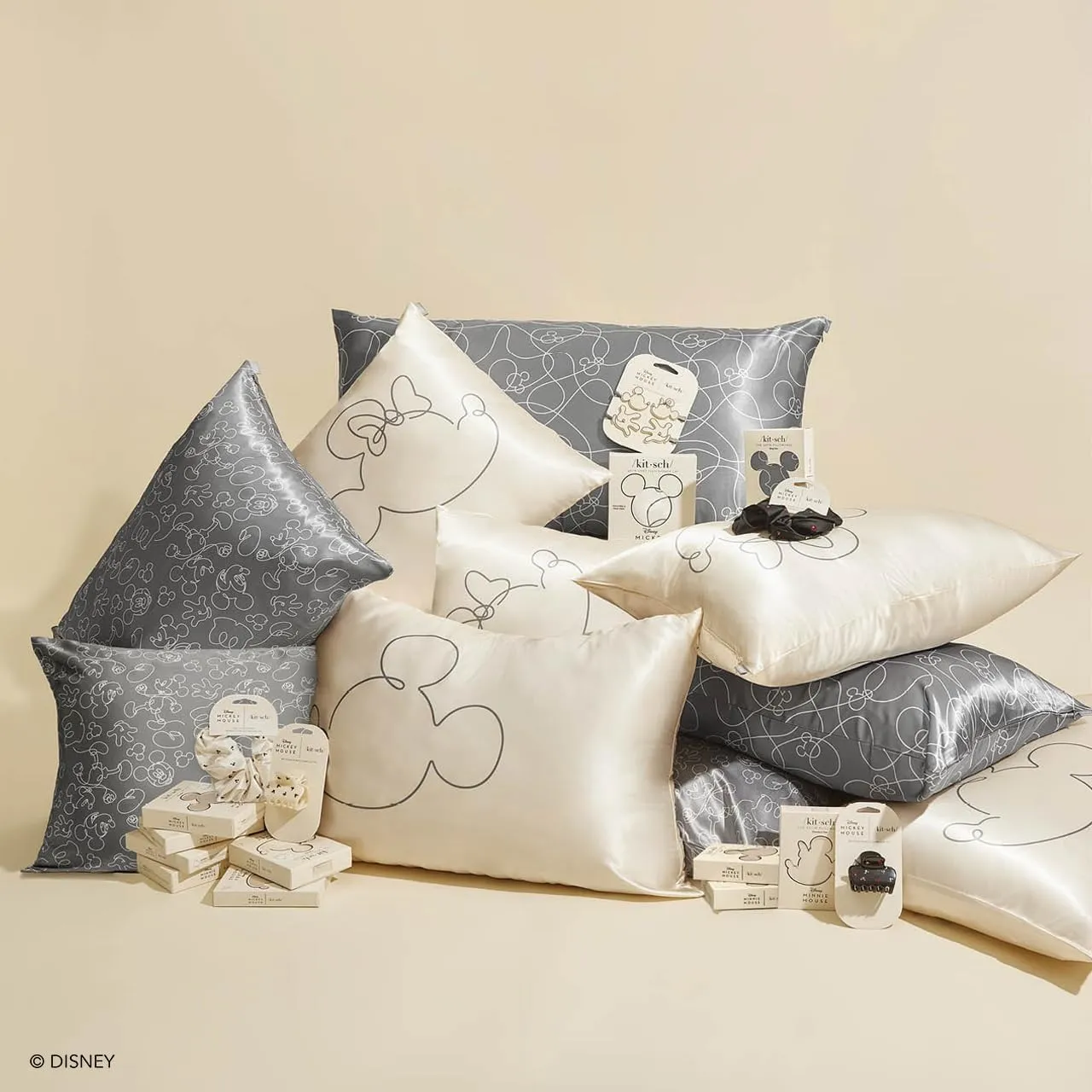 Kitsch Disney Mickey Mouse Satin Pillowcase with Zipper Softer Than Silk, Cooling Pillow Case for Hair & Skin, Wrinkle-Free, Washable, Queen/Standard (19x26)
