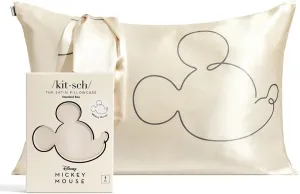 Kitsch Disney Mickey Mouse Satin Pillowcase with Zipper Softer Than Silk, Cooling Pillow Case for Hair & Skin, Wrinkle-Free, Washable, Queen/Standard (19x26)