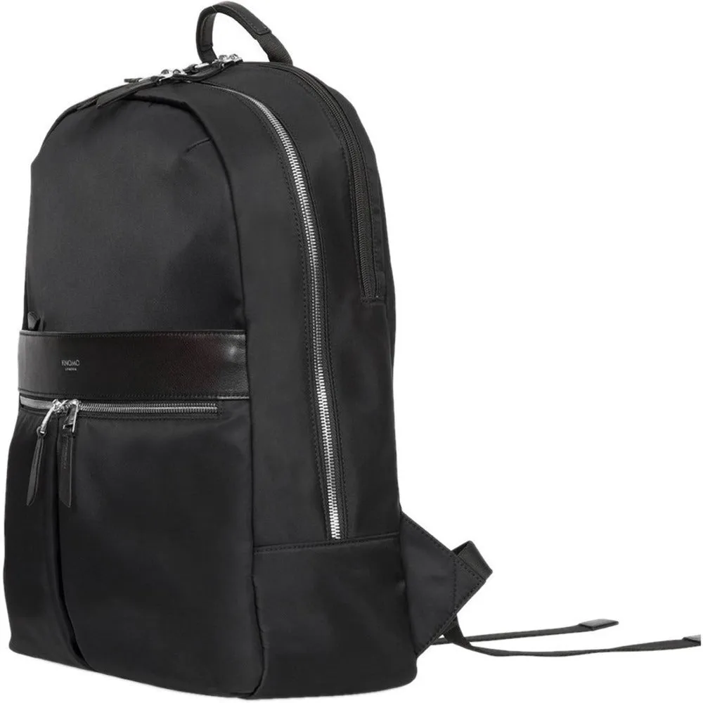 Knomo Beaufort Carrying Case (Backpack) for 15.6 Notebook - Black, Silver - Weather Resistant, Water Resistant - Nylon, Full Grain Leather Trim, Nylon Webbing Strap - Shoulder Strap - 16.8 Height x 12.7 Width x 5.3 Depth