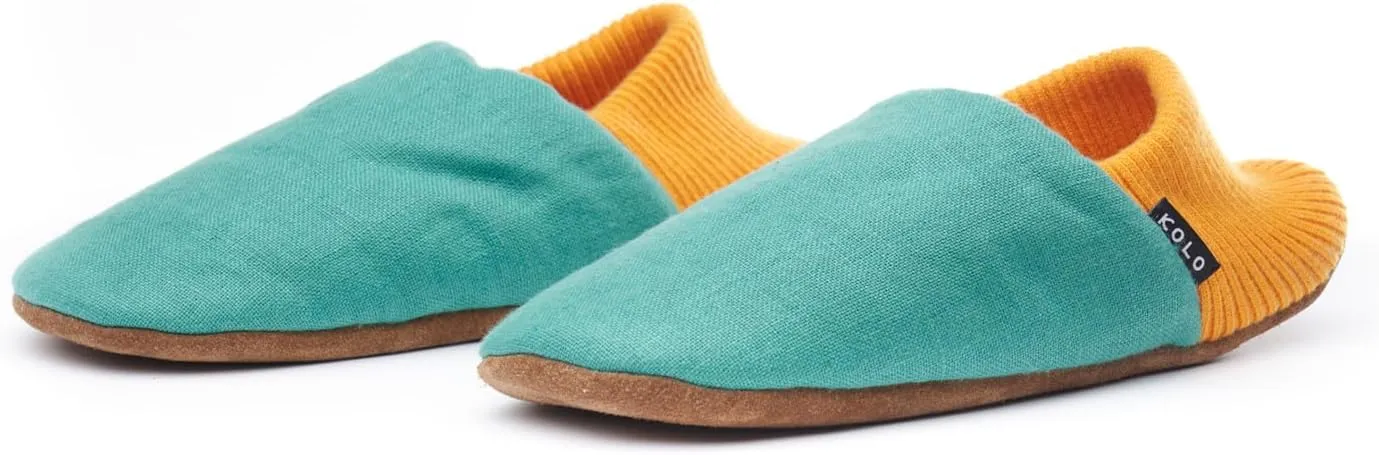 Kolo Linen House Shoes, Ultra-Soft Lining, Camel Suede Sole, For Men and Women