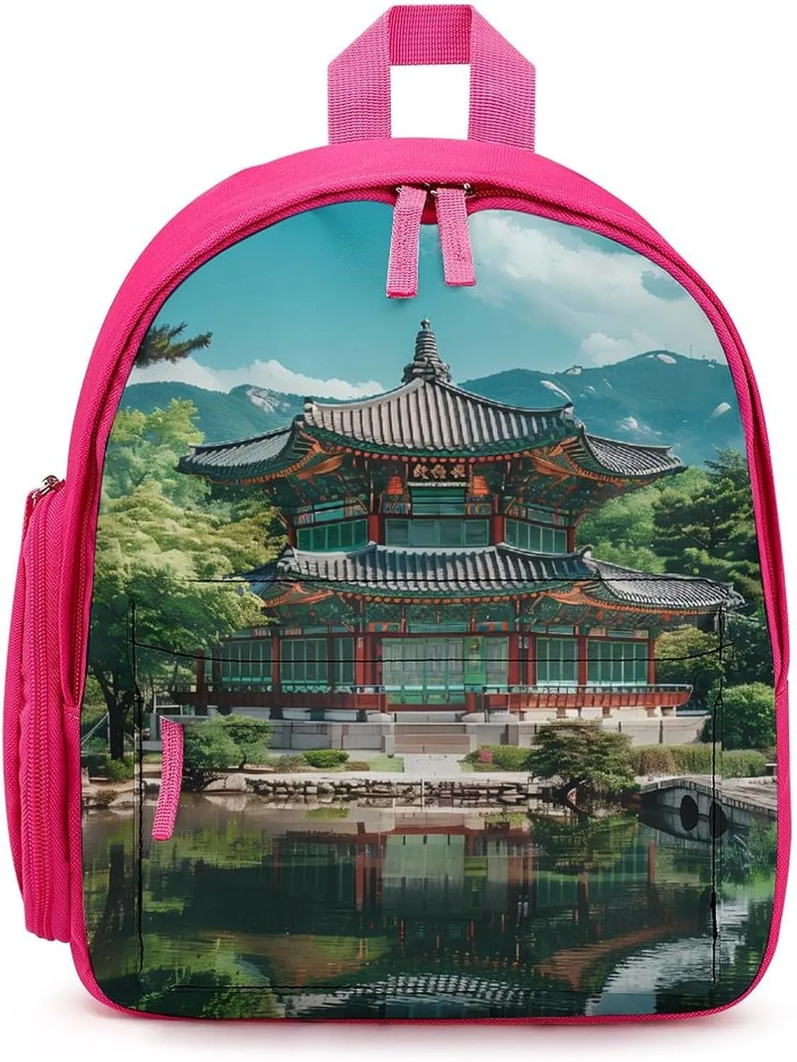 Korean Architecture Palace of Koreas Laptop Backpack 12.6 Inch Lightweight Travel Daypack Bookbag Pink-style