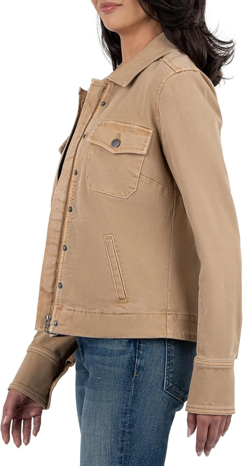 KUT from the Kloth Women's Amanda Boxy Jacket Front Flap Welt Pockets