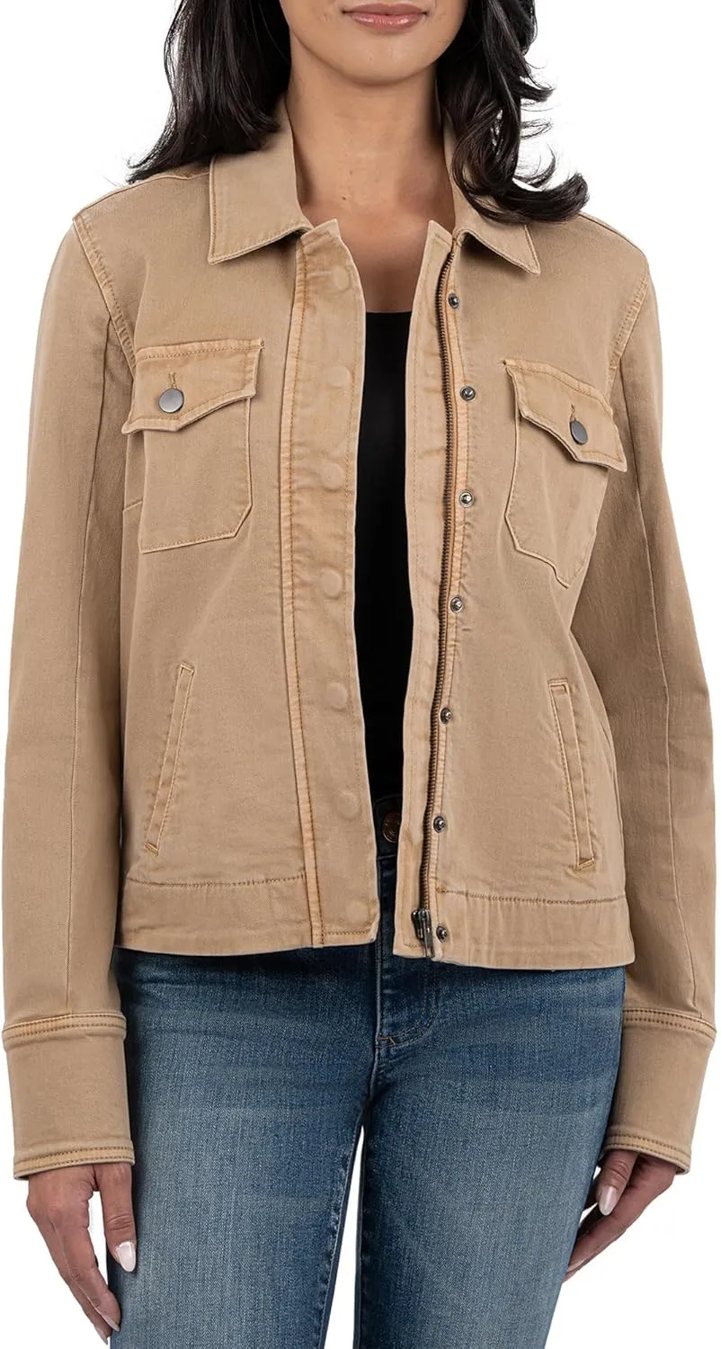 KUT from the Kloth Women's Amanda Boxy Jacket Front Flap Welt Pockets