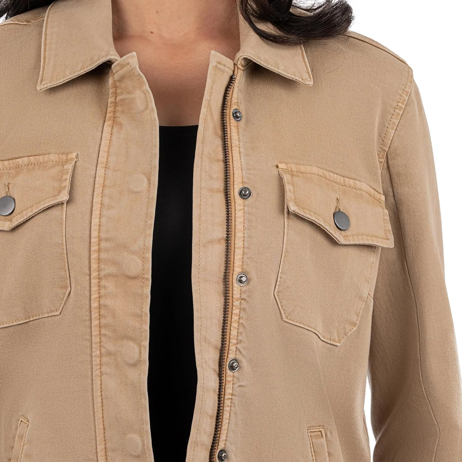 KUT from the Kloth Women's Amanda Boxy Jacket Front Flap Welt Pockets