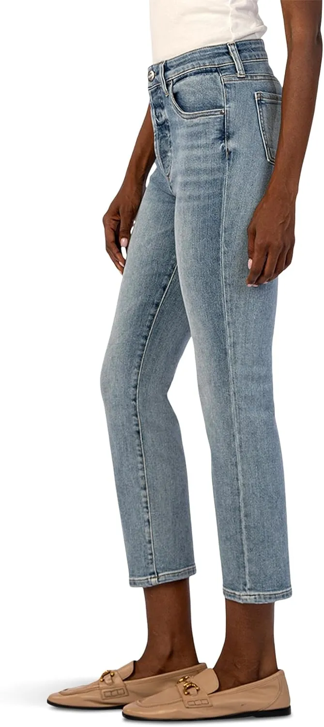 KUT from the Kloth Women's Elizabeth High-Rise Crop Straight Legs Regular Hem in Supported