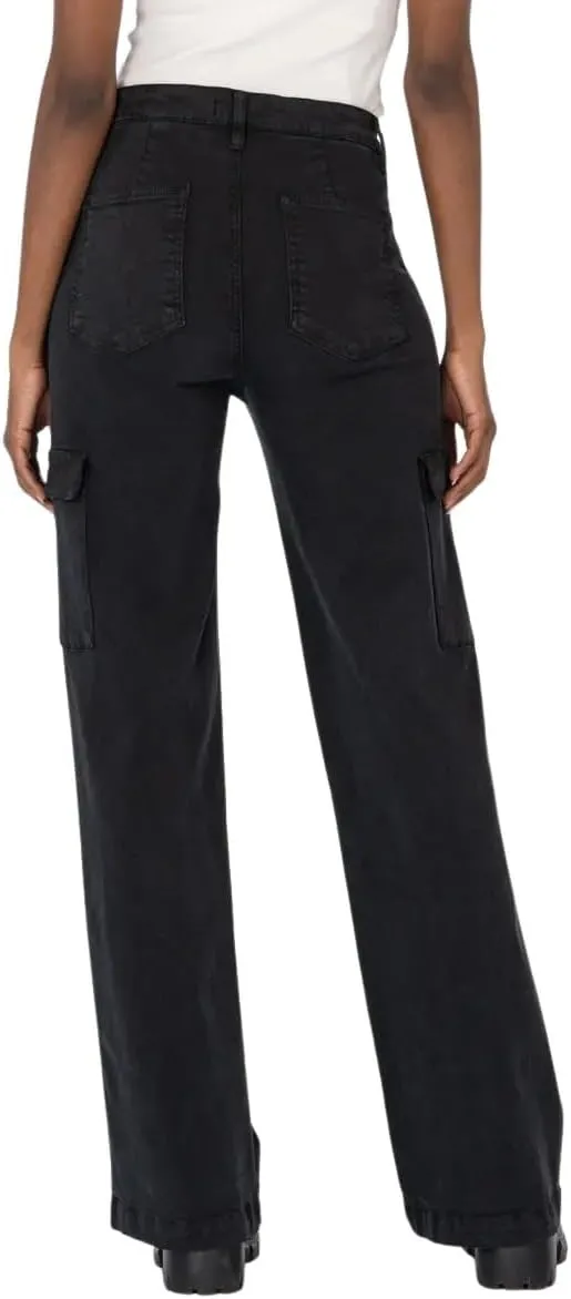 KUT from the Kloth Women's Miller High-Rise-Wide Leg Pants with Cargo Pockets in Black