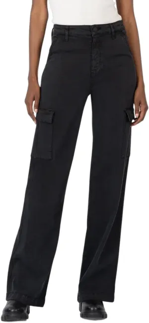 KUT from the Kloth Women's Miller High-Rise-Wide Leg Pants with Cargo Pockets in Black