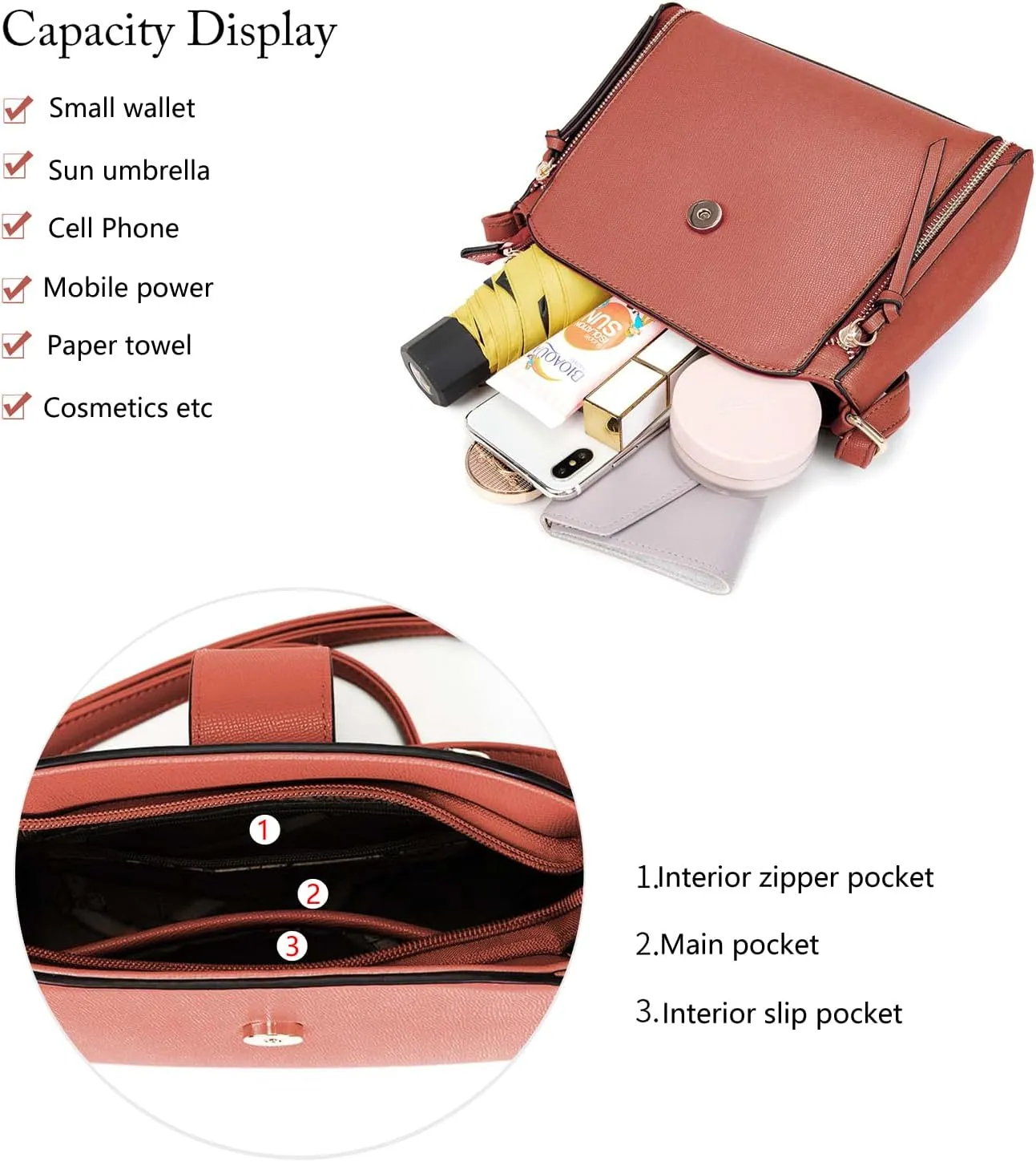 LA TERRE Lightweight Medium Crossbody Bag, Crossbody Purse Shoulder Bag for Women with Adjustable Strap