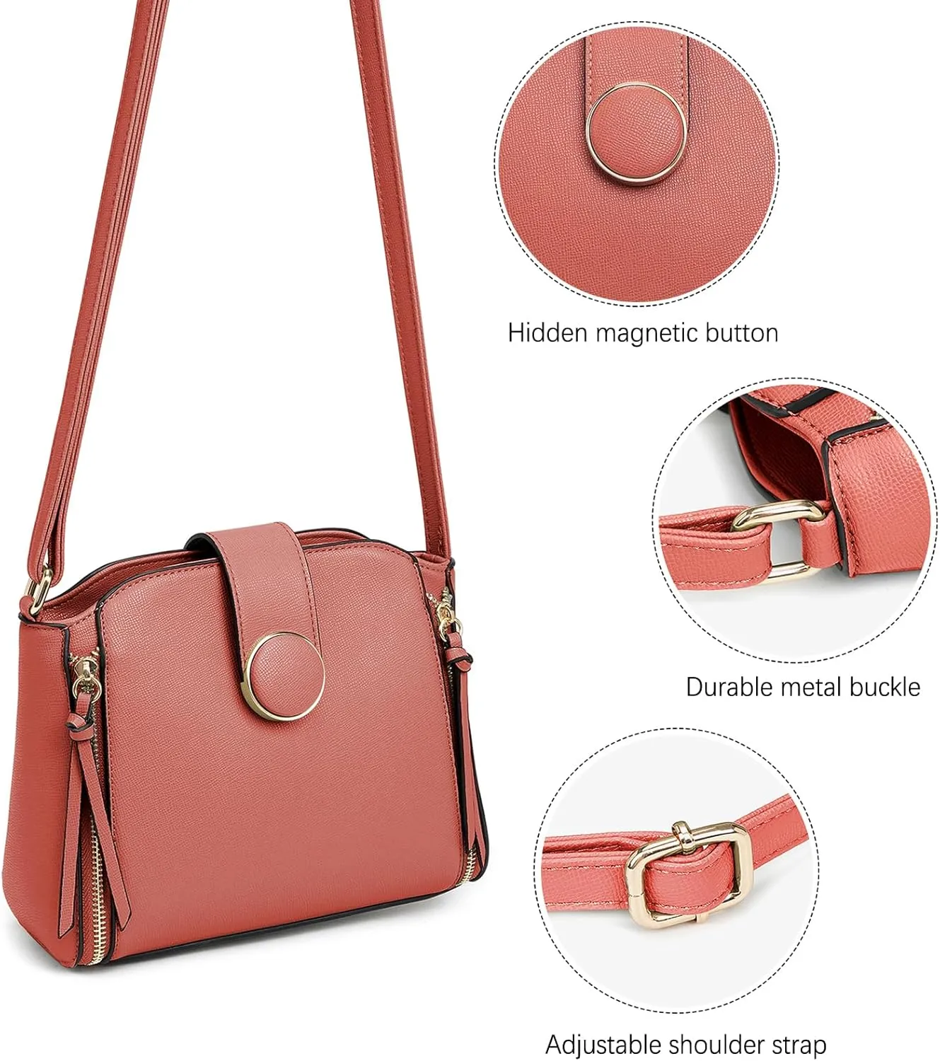 LA TERRE Lightweight Medium Crossbody Bag, Crossbody Purse Shoulder Bag for Women with Adjustable Strap