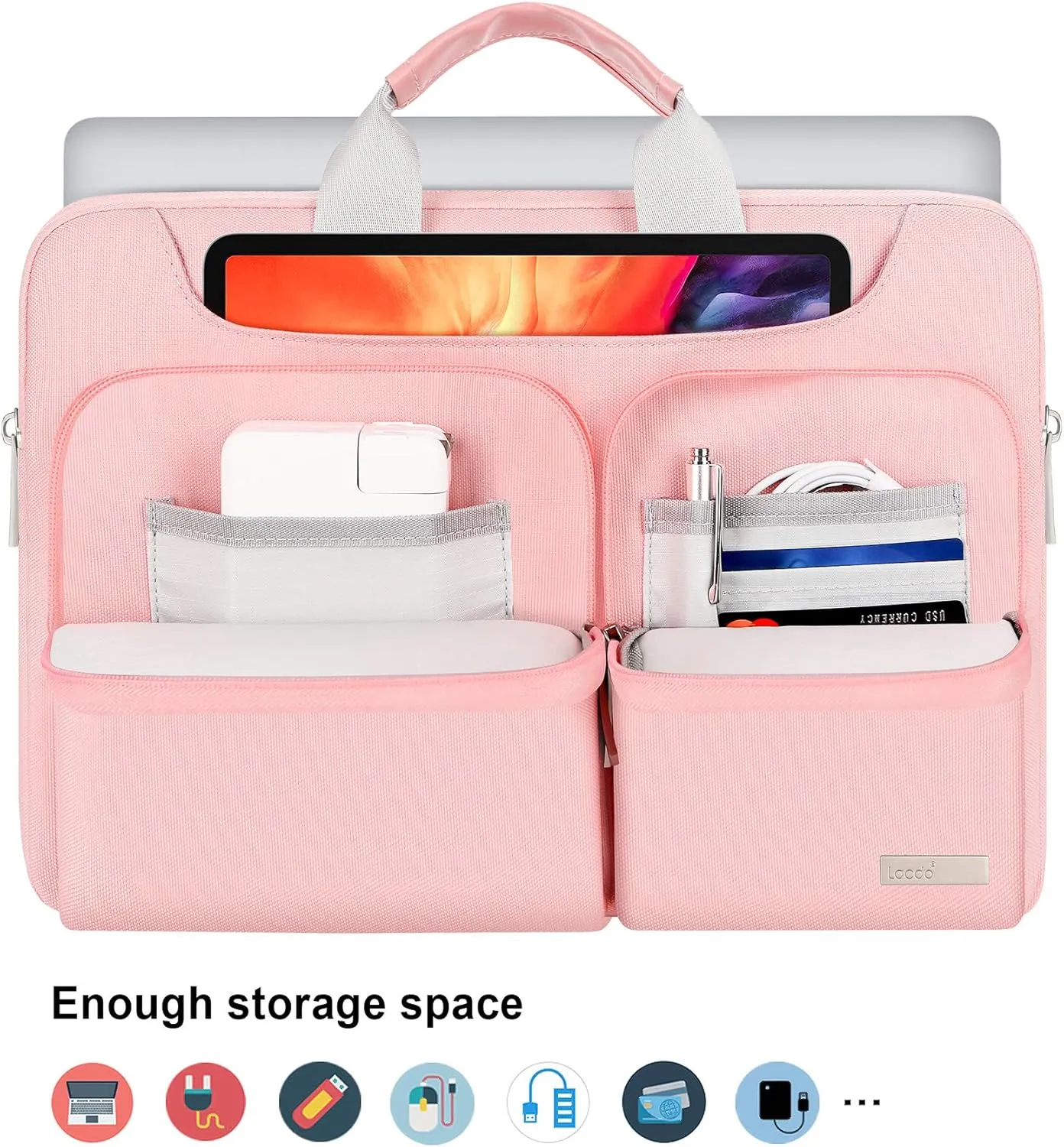 Lacdo 360° Protective Laptop Shoulder Bag, 16 inch Laptop Bag for 16 inch New MacBook Pro M4/M3/M2 /M1 Pro Max A3403 A3186 A2991 A2780 A2485 2024-2019, 15" Surface Laptop 7th Copilot PC Computer, Pink