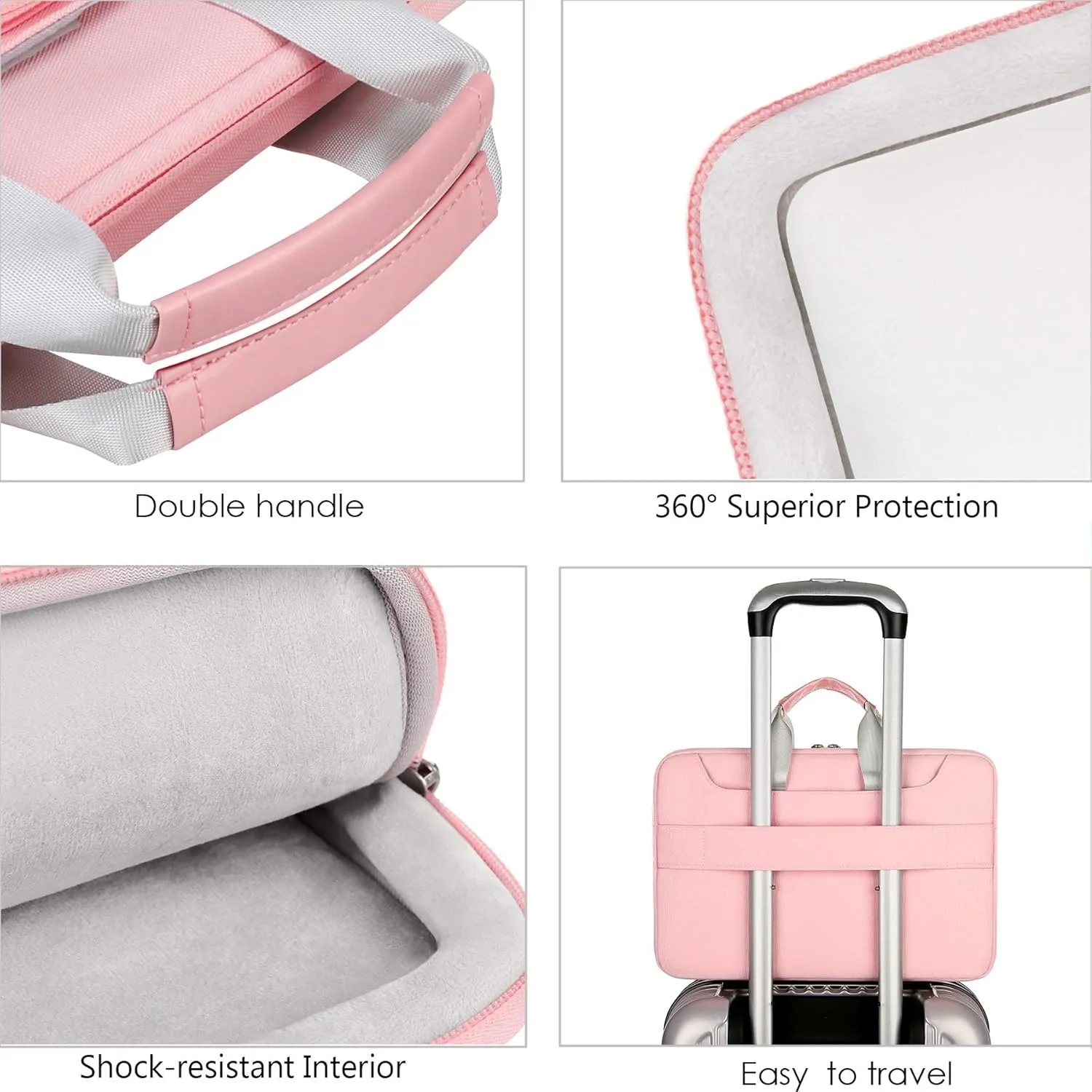 Lacdo 360° Protective Laptop Shoulder Bag, 16 inch Laptop Bag for 16 inch New MacBook Pro M4/M3/M2 /M1 Pro Max A3403 A3186 A2991 A2780 A2485 2024-2019, 15" Surface Laptop 7th Copilot PC Computer, Pink