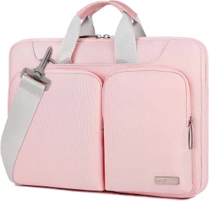 Lacdo 360° Protective Laptop Shoulder Bag, 16 inch Laptop Bag for 16 inch New MacBook Pro M4/M3/M2 /M1 Pro Max A3403 A3186 A2991 A2780 A2485 2024-2019, 15" Surface Laptop 7th Copilot PC Computer, Pink