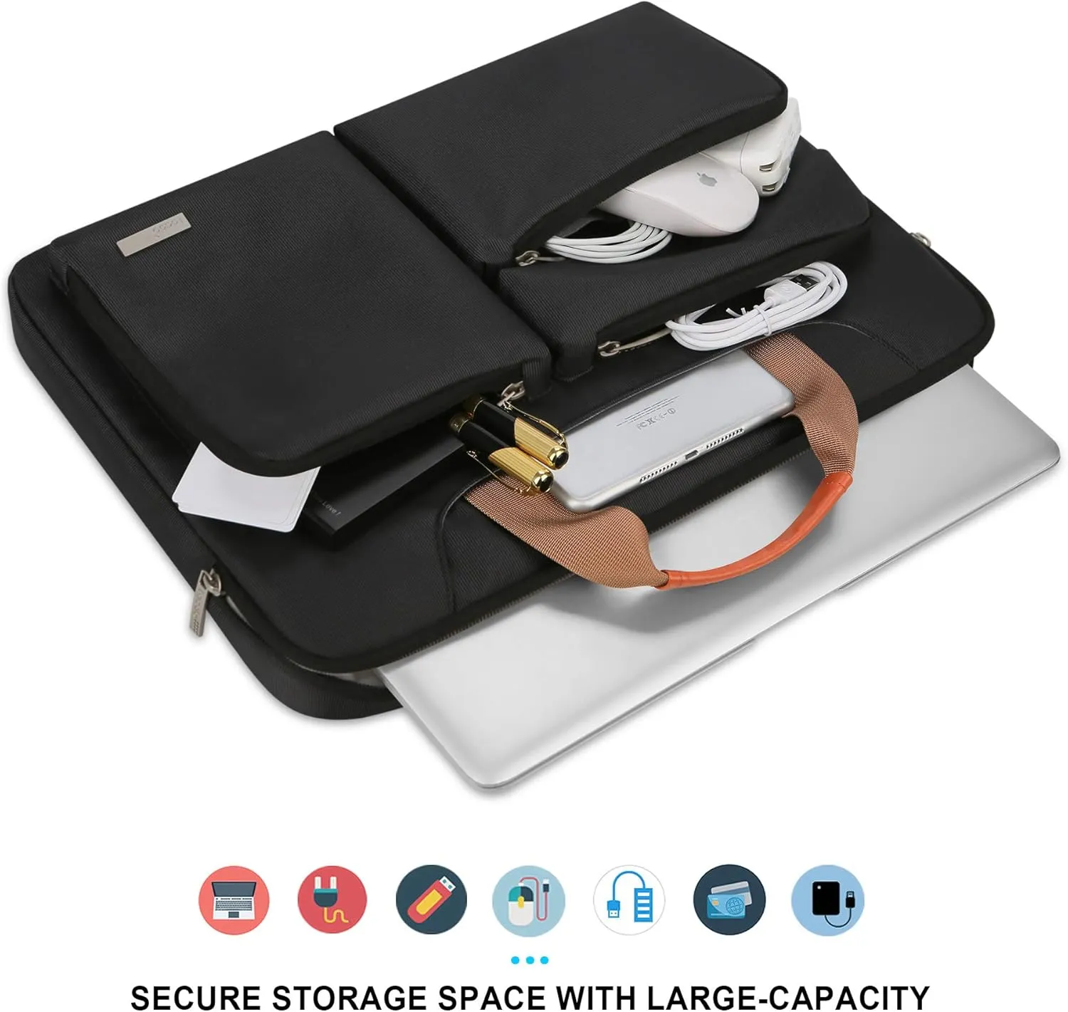 Lacdo 360° Protective Laptop Shoulder Bag, 16 inch Laptop Bag for 16 inch New MacBook Pro M4/M3/M2 /M1 Pro Max A3403 A3186 A2991 A2780 A2485 2024-2019, 15" Surface Laptop 7th Copilot PC Computer,Black