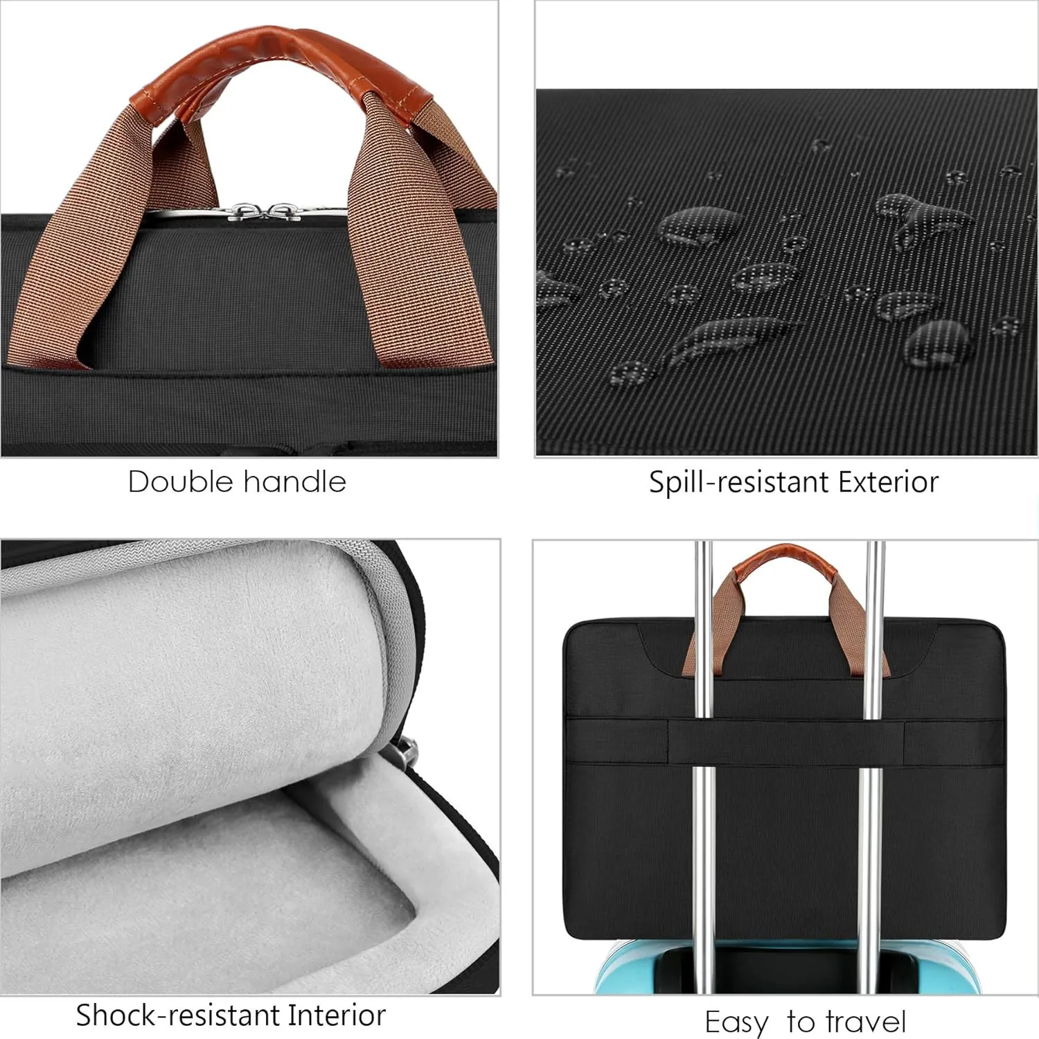 Lacdo 360° Protective Laptop Shoulder Bag, 16 inch Laptop Bag for 16 inch New MacBook Pro M4/M3/M2 /M1 Pro Max A3403 A3186 A2991 A2780 A2485 2024-2019, 15" Surface Laptop 7th Copilot PC Computer,Black