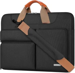 Lacdo 360° Protective Laptop Shoulder Bag, 16 inch Laptop Bag for 16 inch New MacBook Pro M4/M3/M2 /M1 Pro Max A3403 A3186 A2991 A2780 A2485 2024-2019, 15" Surface Laptop 7th Copilot PC Computer,Black