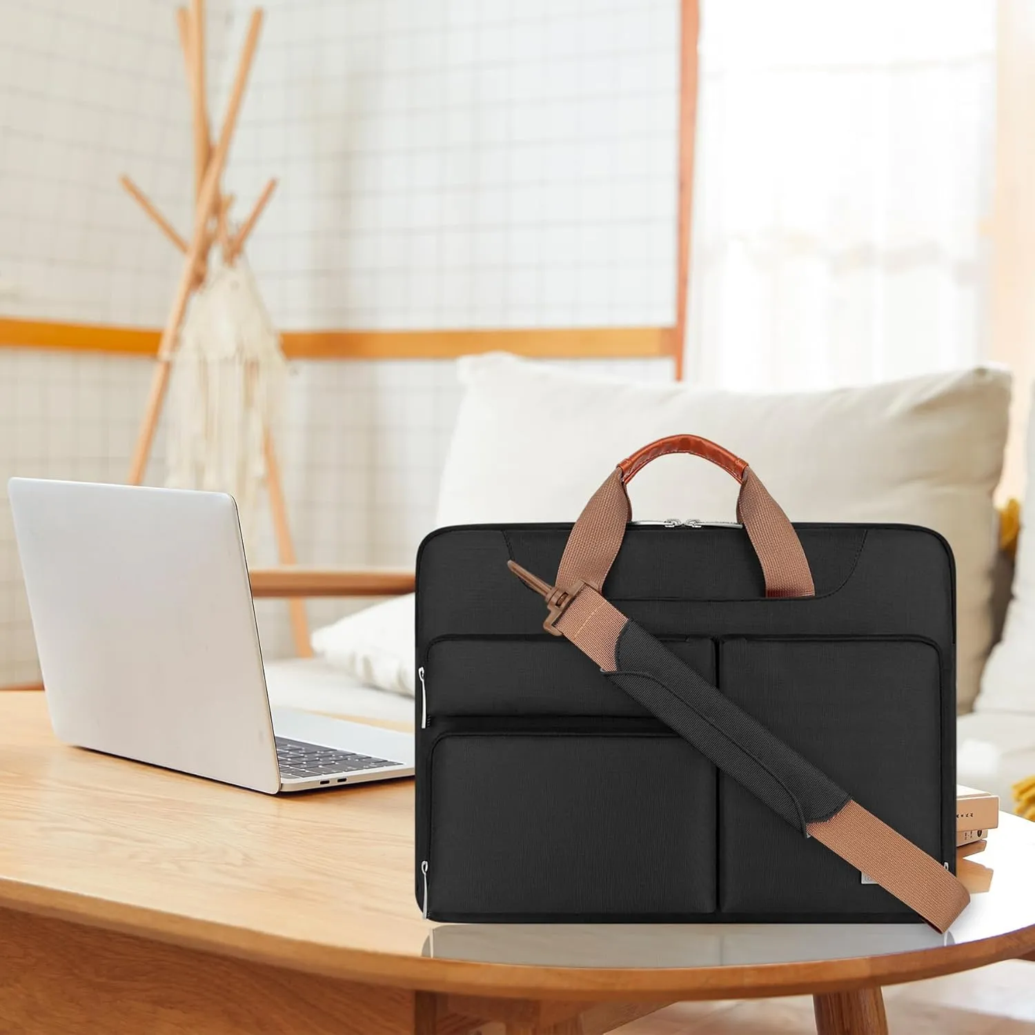 Lacdo 360° Protective Laptop Shoulder Bag, 16 inch Laptop Bag for 16 inch New MacBook Pro M4/M3/M2 /M1 Pro Max A3403 A3186 A2991 A2780 A2485 2024-2019, 15" Surface Laptop 7th Copilot PC Computer,Black