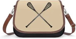 Lacrosse Sticks Crossed Women's PU Leather Purses Crossbody Shoulder Bag Messenger Bag