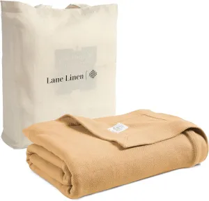 LANE LINEN King Size Cotton Blanket – Lightweight and Soft Herringbone Blanket, Cooling for Summer and Warm for Winter, Season Comfort, 100% Cotton Blankets, King Size 90"x108" – Tan