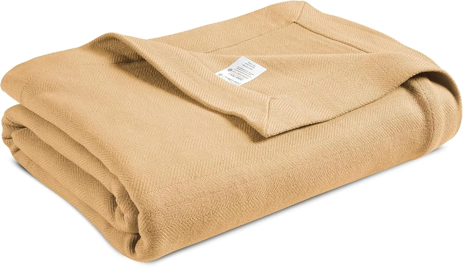 LANE LINEN King Size Cotton Blanket – Lightweight and Soft Herringbone Blanket, Cooling for Summer and Warm for Winter, Season Comfort, 100% Cotton Blankets, King Size 90"x108" – Tan