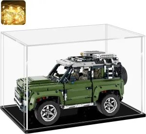 LANSCOERY Acrylic Display Case, Assemble Showcase Display Box for Collectibles, with Dustproof & Seamless Display Design, Suitable for 1/24 Scale Car Model 10x6x6inch Black Base
