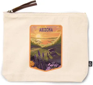 Lantern Press Arizona, Lithograph, Bear and Spring Flowers, Lake, 100% Cotton Zipper Pouch, Travel Accessory, Go Bag