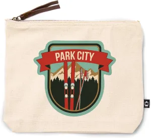 Lantern Press Park City, Utah, Skis and Mountains, 100% Cotton Zipper Pouch, Travel Accessory, Go Bag