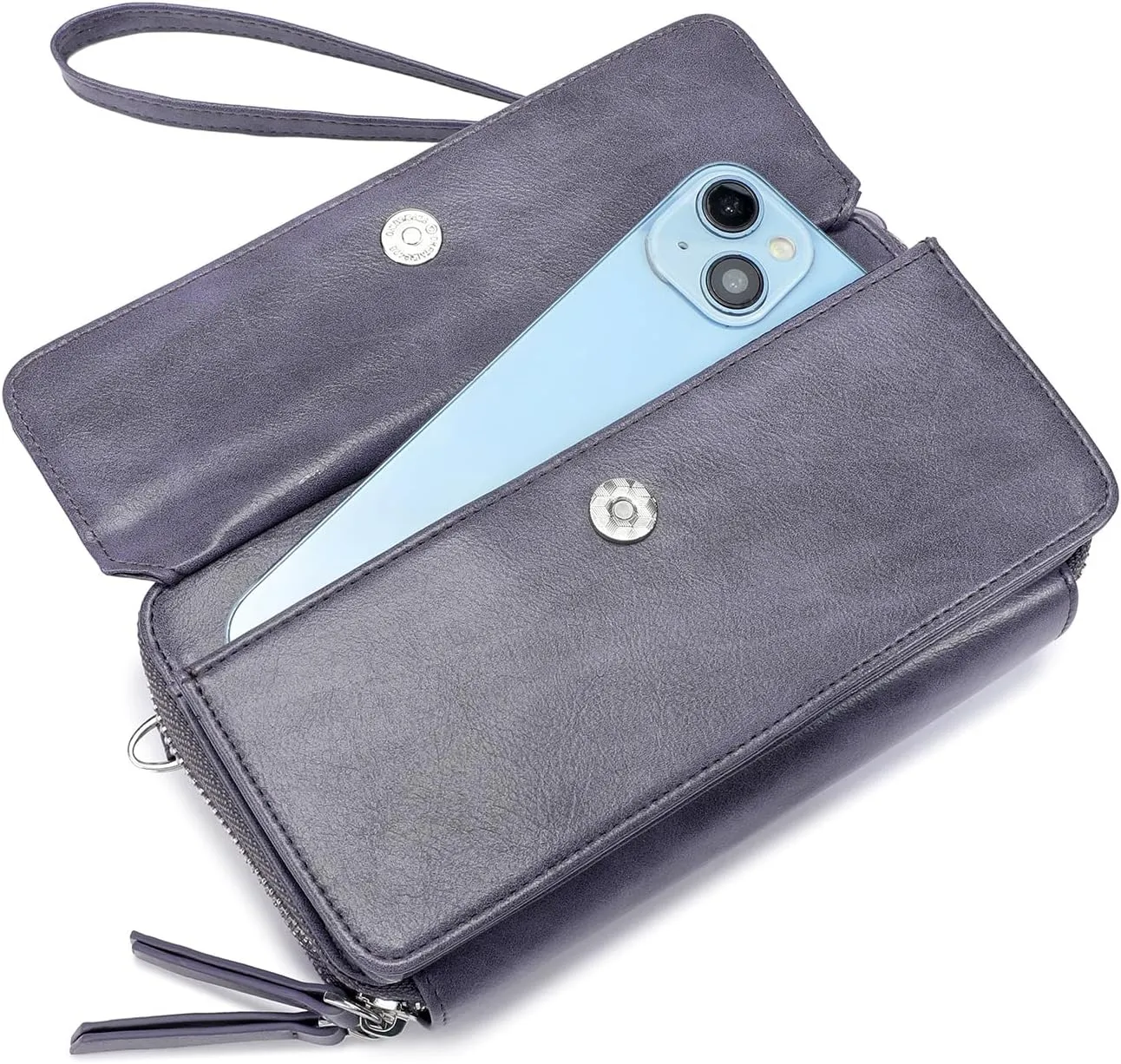Lanyani RFID Crossbody Wallet Wristlet Purse with Phone Pocket For Women Vegan Leather
