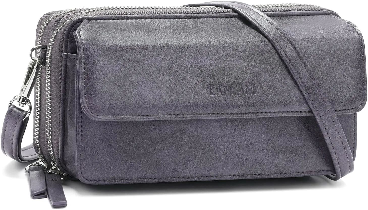 Lanyani RFID Crossbody Wallet Wristlet Purse with Phone Pocket For Women Vegan Leather