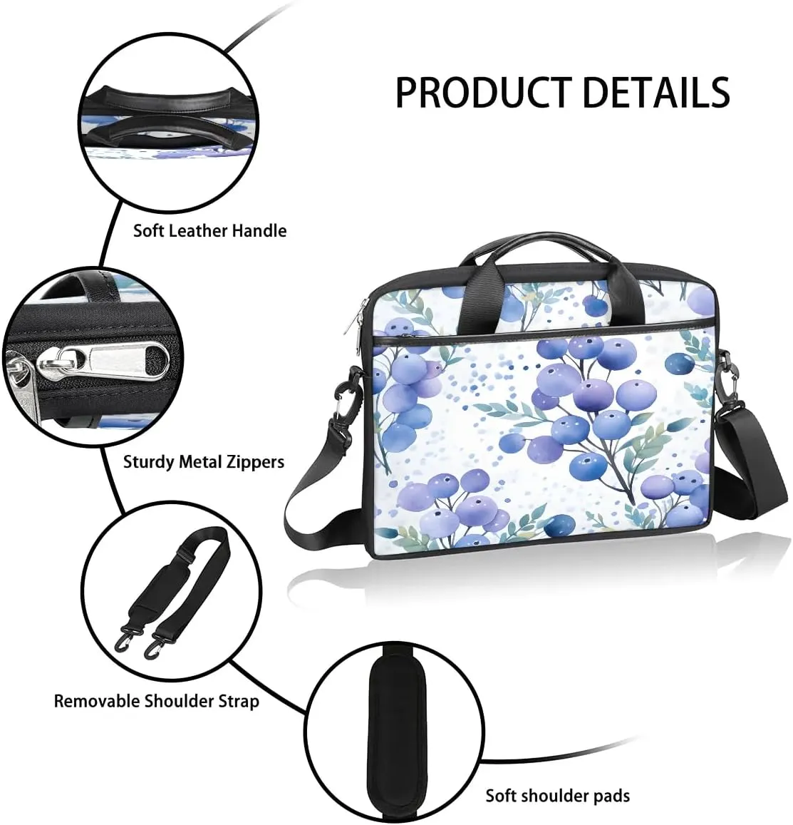 Laptop Shoulder Bag Computer Bag 13-15 Inches Laptop Carrying Case with Shoulder Strap for Women Men