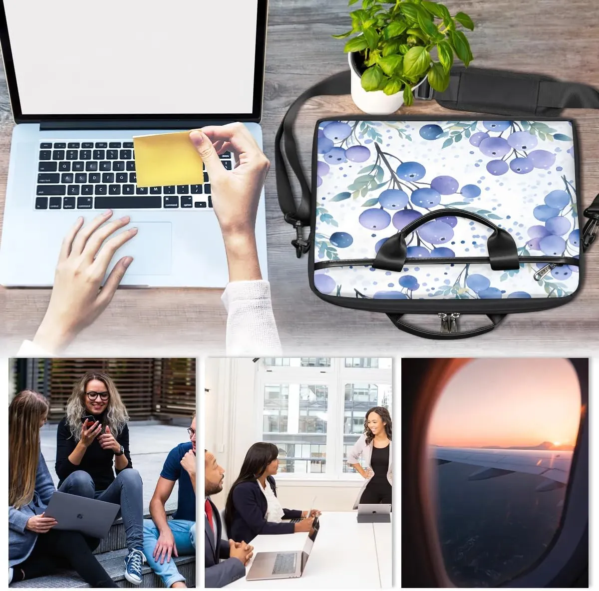 Laptop Shoulder Bag Computer Bag 13-15 Inches Laptop Carrying Case with Shoulder Strap for Women Men