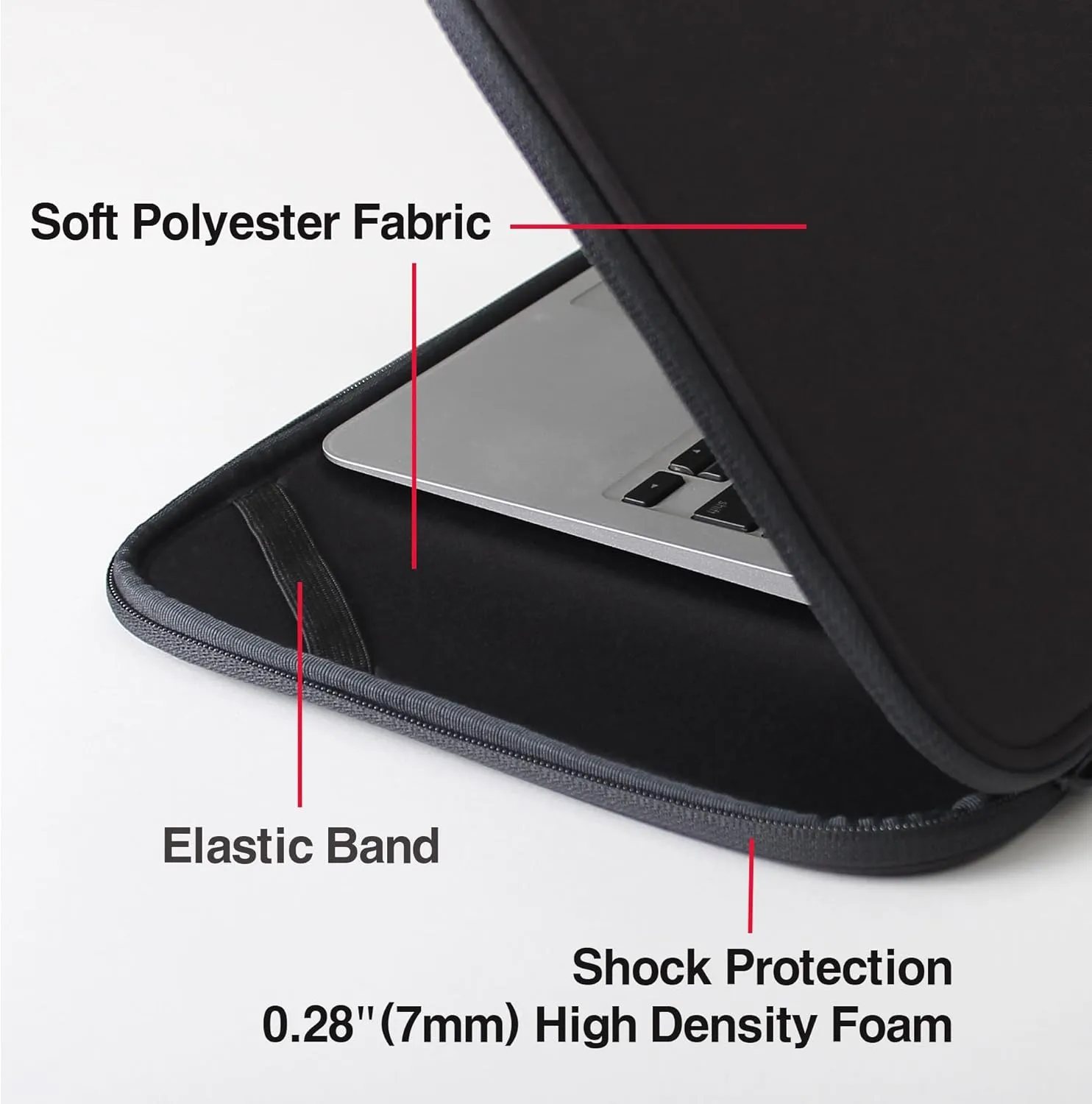 Laptop Sleeve 16 Inch Foldable Slim Case Lightweight Bag Notebook Computer Carrying Flip Cover (Black)