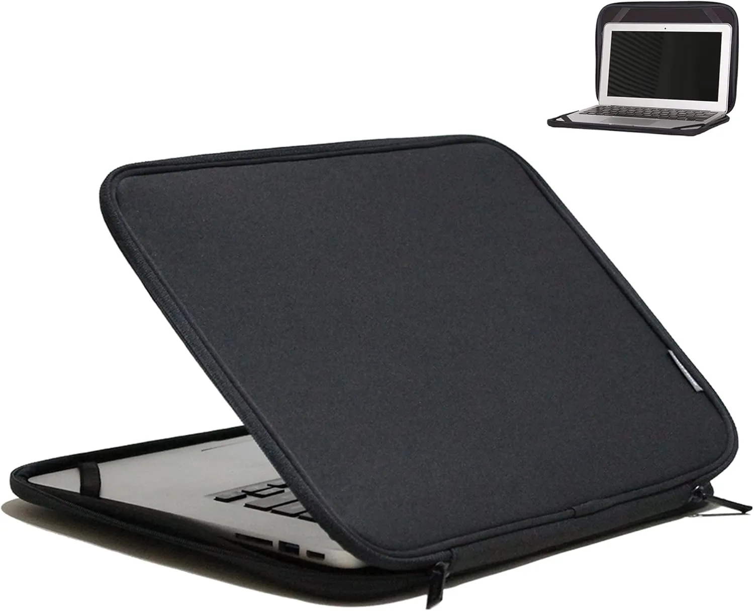 Laptop Sleeve 16 Inch Foldable Slim Case Lightweight Bag Notebook Computer Carrying Flip Cover (Black)