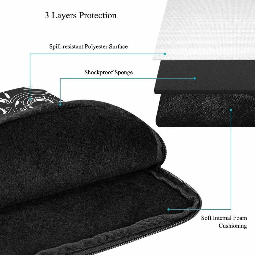 Laptop Sleeve Bag 15.4 15.6 Inch,Automobile Car Parts Pattern Monochrome Black and White Elements Protective Polyester Computer Cases Laptop Cover Tablet Travel Cover
