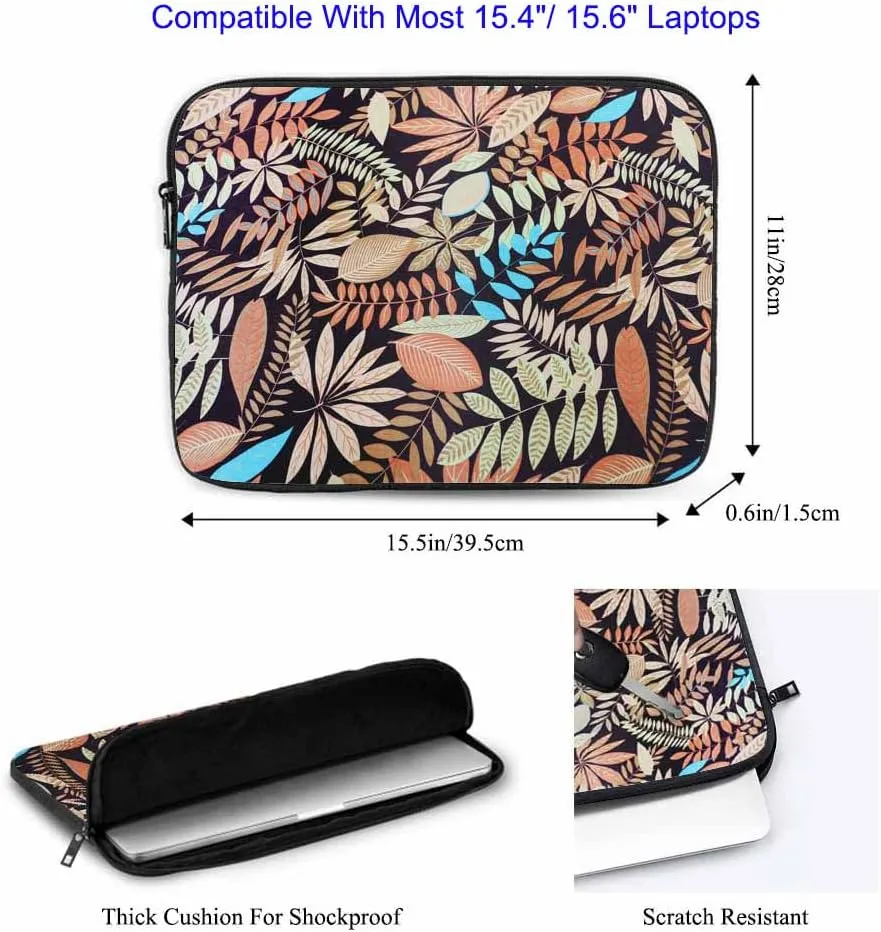 Laptop Sleeve Bag 15.4 15.6 Inch,Leaves Nature Leaf Art Colorful Protective Polyester Computer Cases Laptop Cover Briefcase Bag Tablet Travel Cover