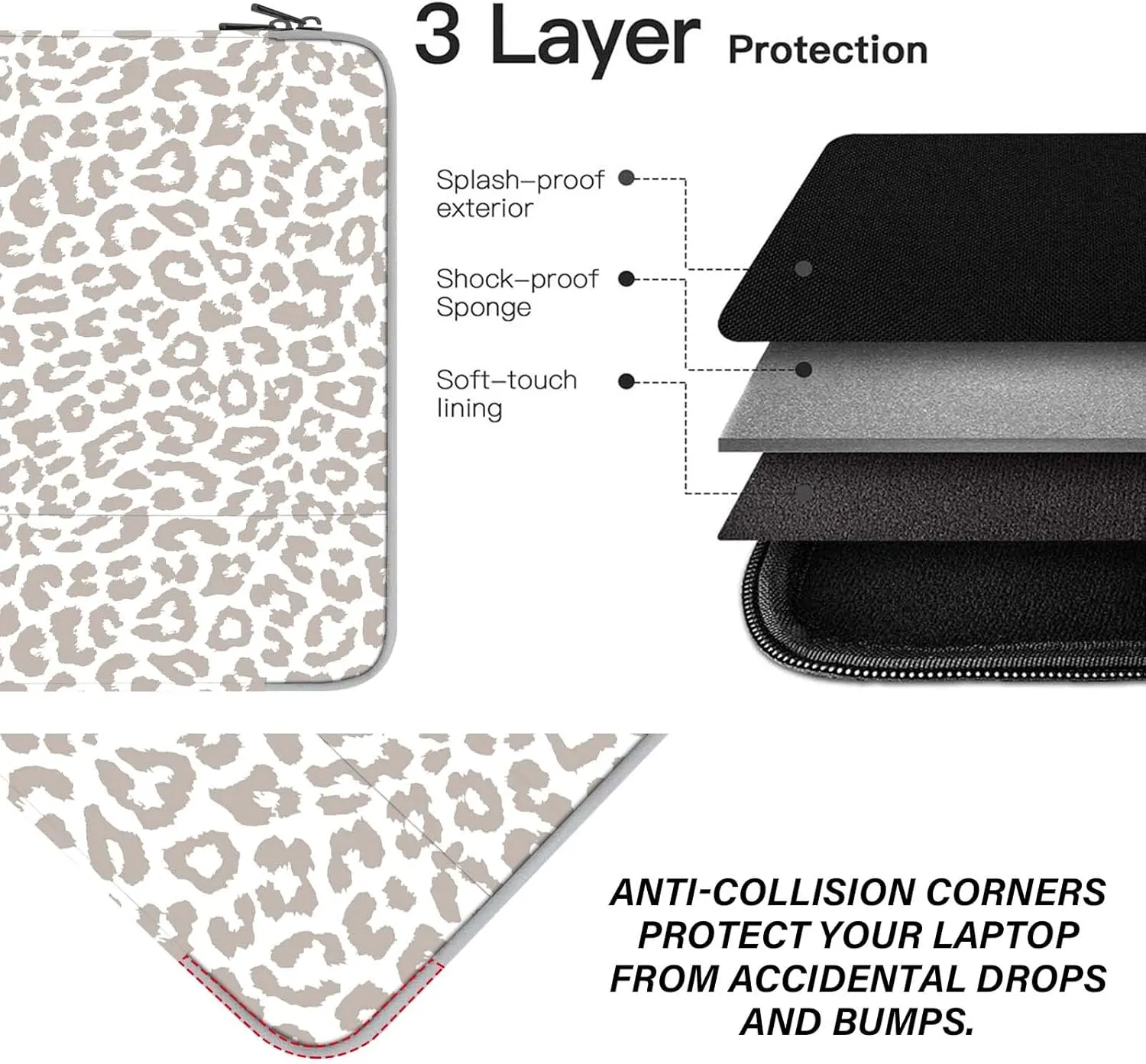 Laptop Sleeve Bag 15.6-16 inch,Compatible with MacBook Air 15 inch M2 2023 A2941/16 Pro M2 A2780 M1 A2485 /Pro Retina 15 A1990,Chromebook,HP,15.3-16 inch Notebook（Grey Leopard Cheetah Bag）