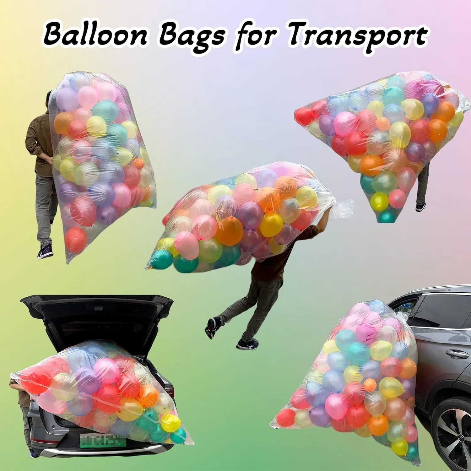 Large Balloon Bags, 4 Pcs Balloon Transport Bags Transparent Clear Giant Storage Bags Birthday Celebration Eve Party Supplies 98 x 59 inch(2pcs) 59 x 47 inch(2pcs)