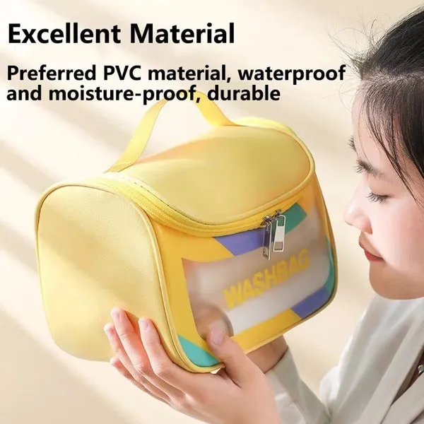 Large Capacity Makeup Wash Bag, Cosmetic Bag Clear Toiletry Bag, Wash Make Up Bag PVC Waterproof Zippered Cosmetic Bag, Large Capacity Carry Pouch Portable Carry Pouch for Women Men