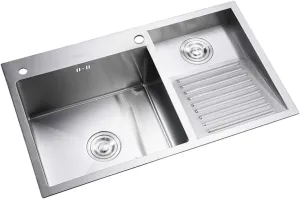 Laundry Pool Balcony Household Stainless Steel Laundry Sink Wash Basin With Washboard Easy To Clean Double Sink Laundry Pool Gift ( Color : B , Size : 80*48*22cm )