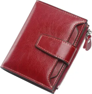 Lavemi Small Compact Women Wallet RFID Blocking Genuine Leather Bifold Purse with ID Windows