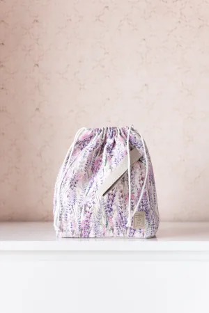 Lavender Large Drawstring Knitting Project Bag. Large. Summer Flowers collection. Special KnitterBag design.