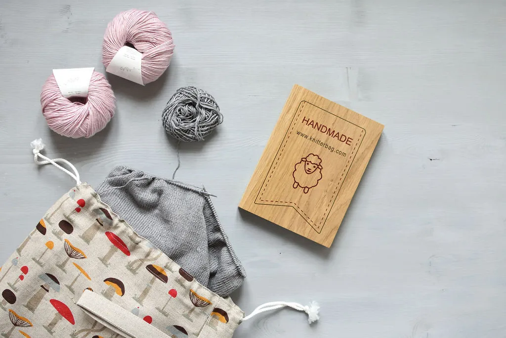 Lavender Project Bag. Drawstring Knitting Project Bag. Large. Summer Flowers collection. Special KnitterBag design.
