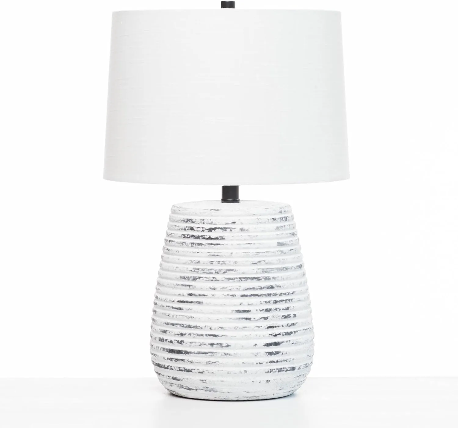 Lawrence & Scott EMI Wabi Sabi White Handmade Premium Ceramic Table Lamp for Living Room Bedroom Office with Custom Textured Linen Lampshade