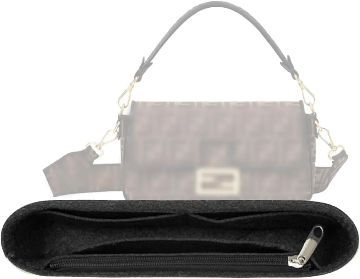 Lckaey Felt purse organizer for FENDI baguette bag insert for fendi Handbag baguette Organizers Y090black-S