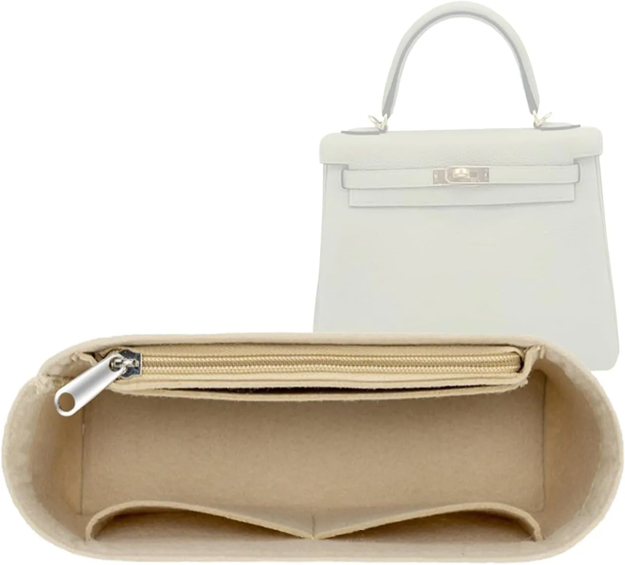 Lckaey purse insert for kelly 25 bag organizer insert bags organizerY074Khaki-S