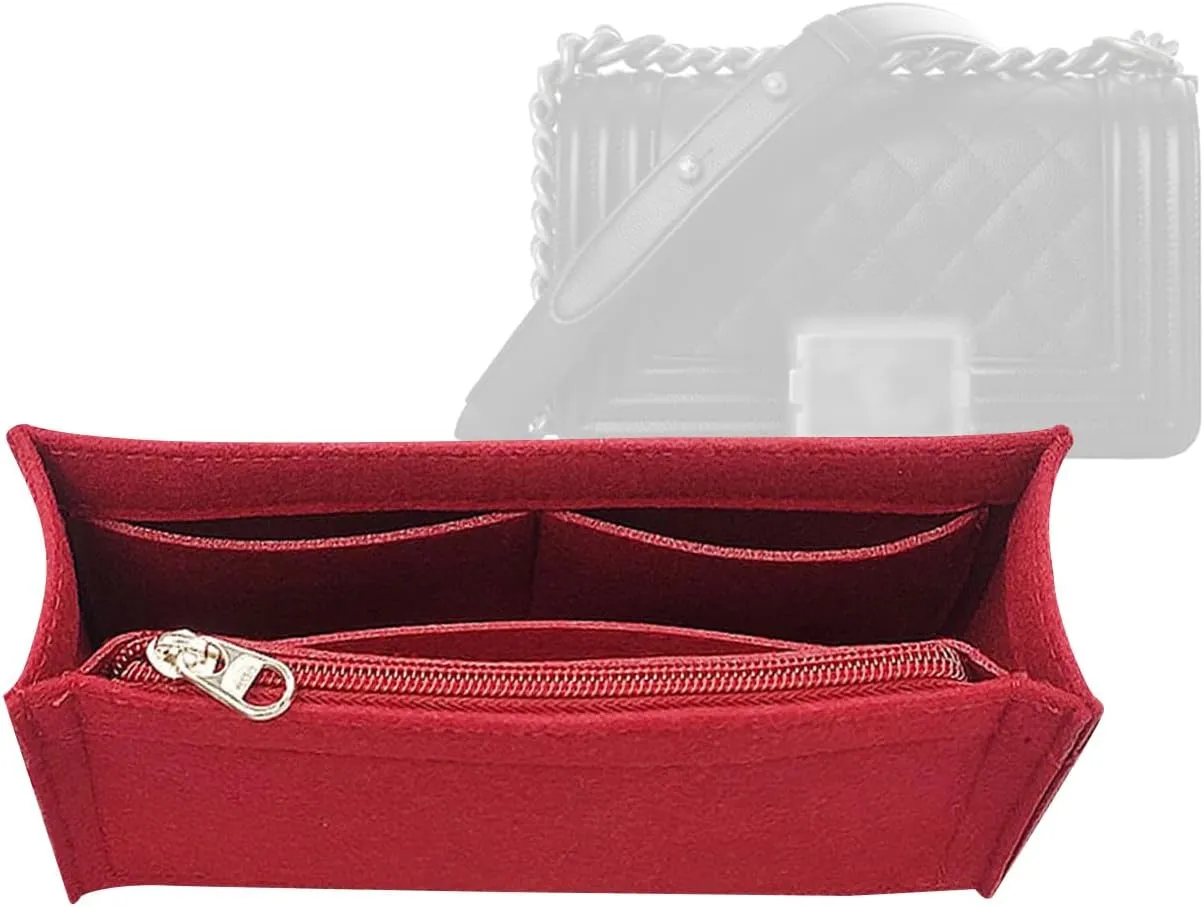 Lckaey Purse Organizer for chanel leboy new medium bag insert Handbags Felt organizer insert Y094claret-M