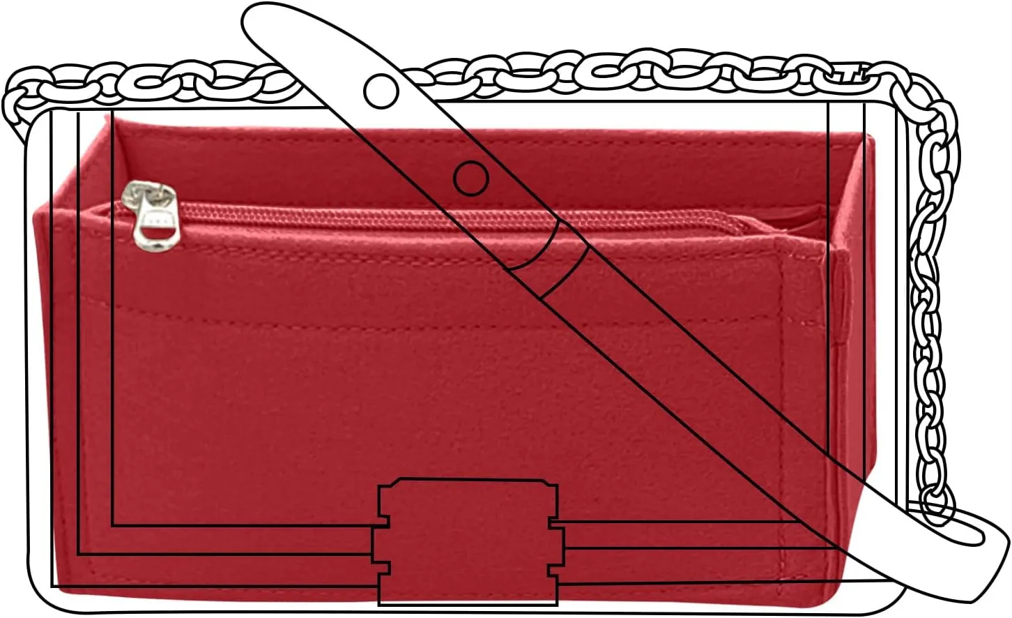 Lckaey Purse Organizer for chanel leboy new medium bag insert Handbags Felt organizer insert Y094claret-M