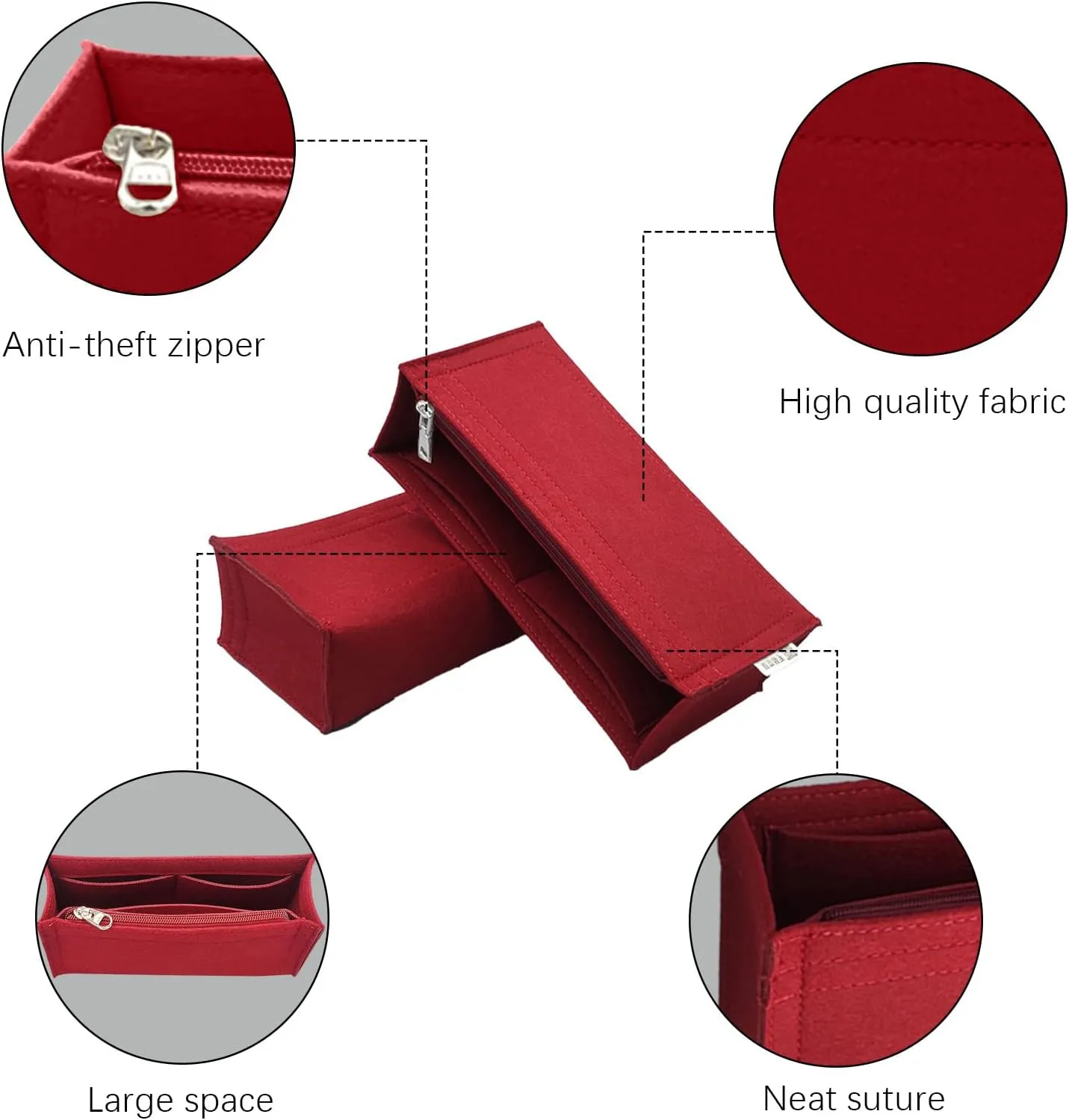 Lckaey Purse Organizer for chanel leboy new medium bag insert Handbags Felt organizer insert Y094claret-M